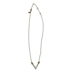 Alexis Bittar Clear Lucite V Necklace Capped Ends Gold Tone Minimalist Rare